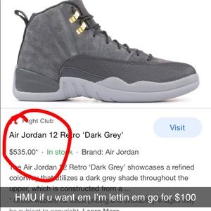 Wolf gray Jordan 12s